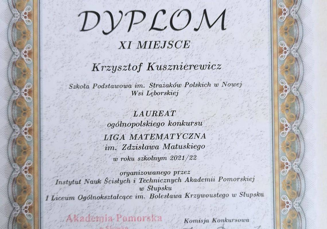 Dyplom Krzysztofa Kusznierewicz