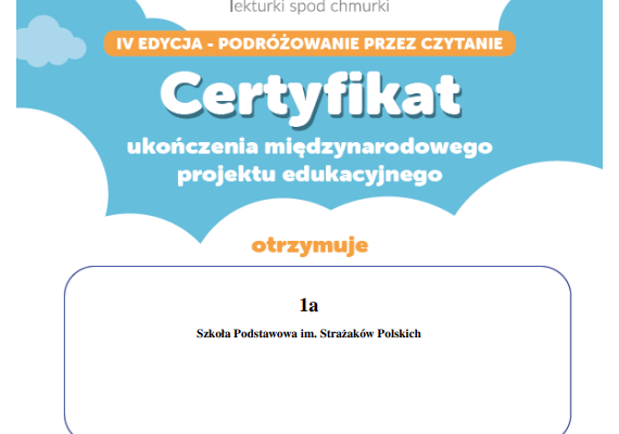 certyfikat konkurs czytelniczy