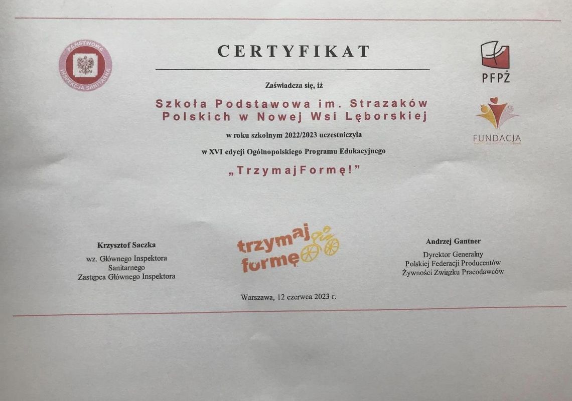 certyfikat dla szkoły