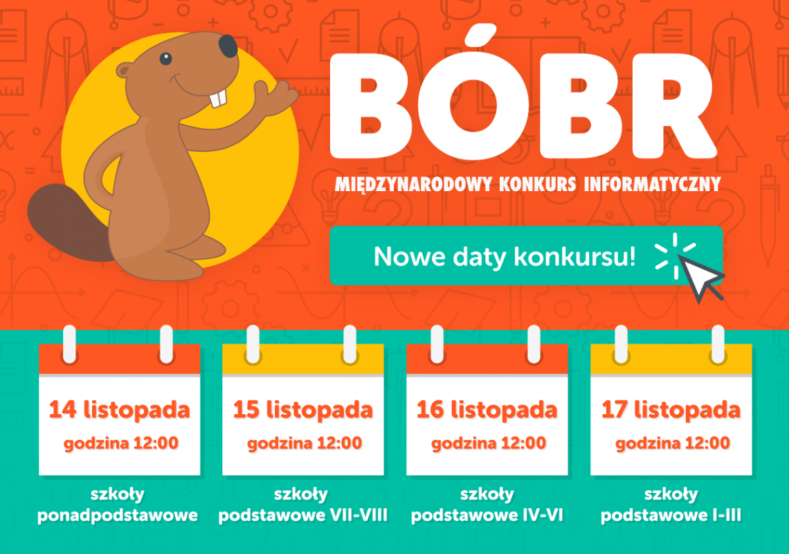 Grafika 1: Harmonogram XVIII Konkursu Informatycznego Bóbr 2023