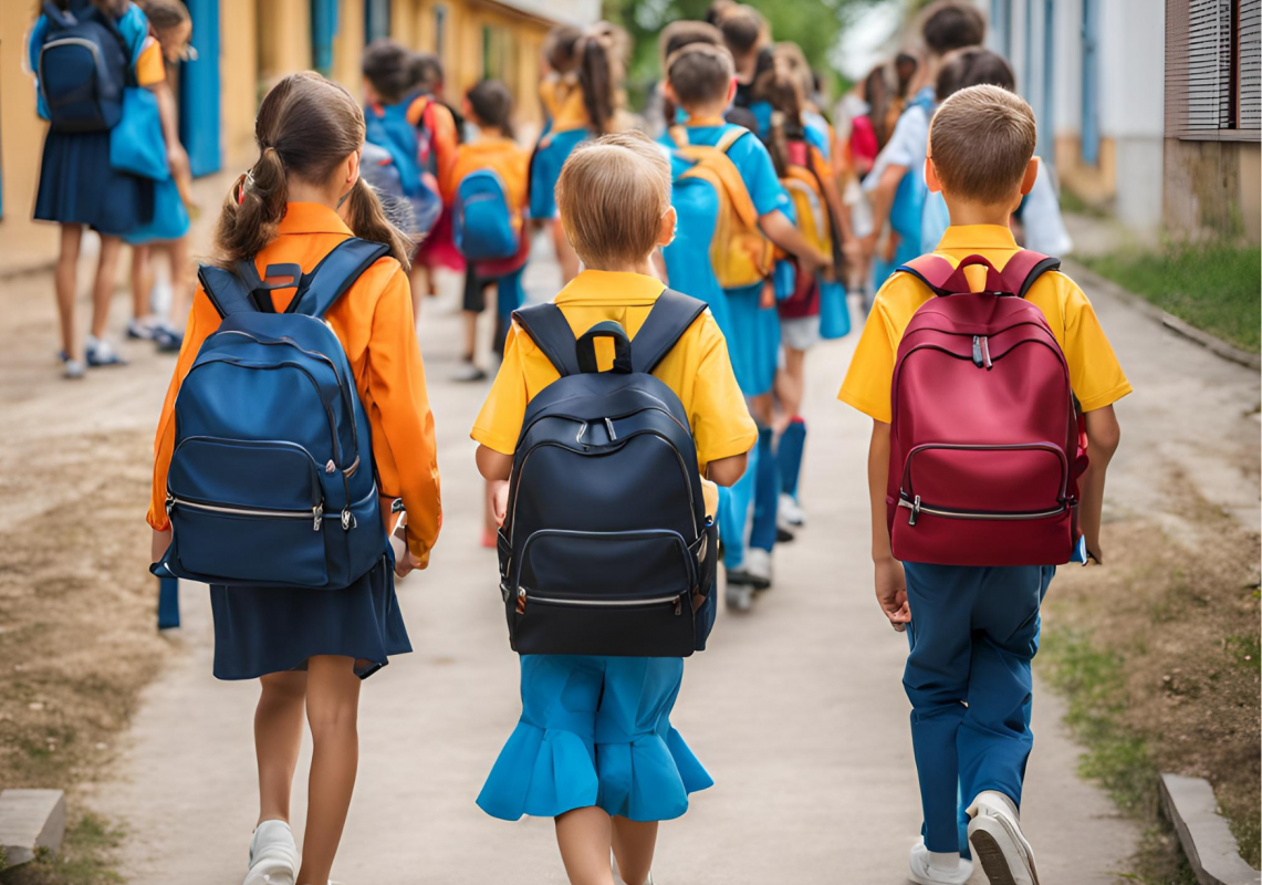 dzieci z plecakami