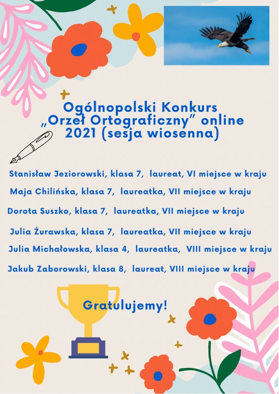 sukcesy naszych uczniów w konkursie Orzeł