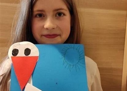 Kartka z bocianem grafika