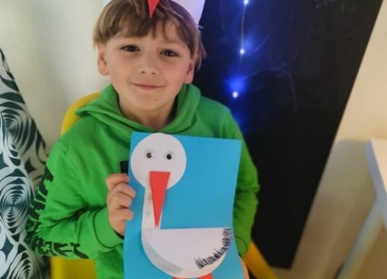 Kartka z bocianem grafika