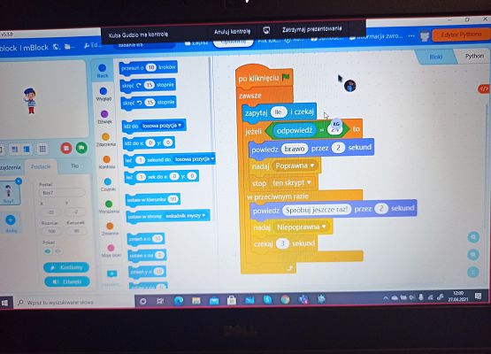 modyfikujemy skrypt dla mBota podczas lekcji