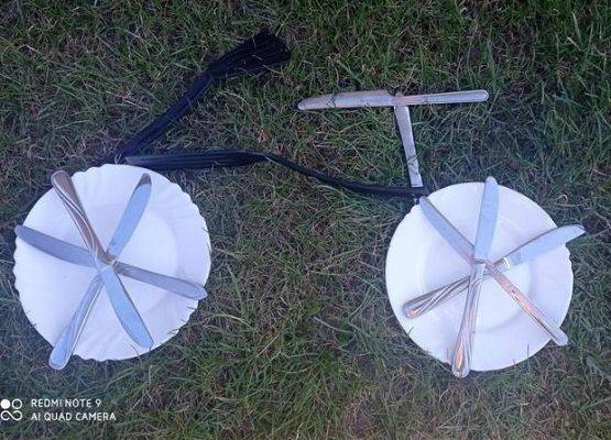 rower z noży, talerzy