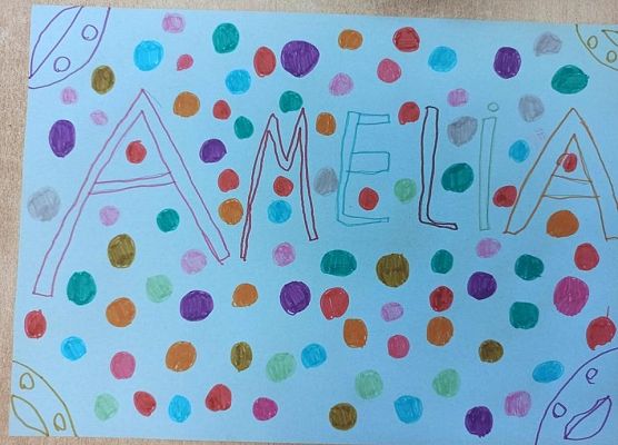 imię Amelia ozdobione kropkami