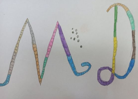 inicjały ozdobione kropkami