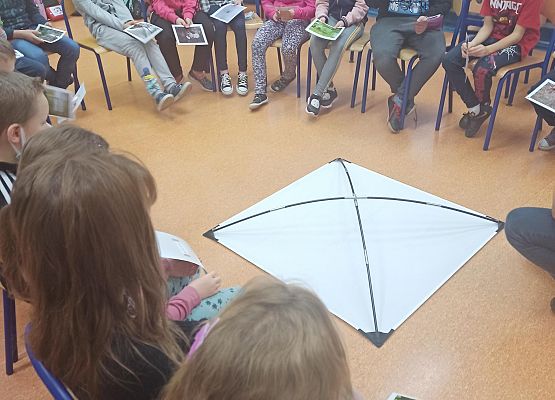 Dzieci oglądają sprzęt do pracy.