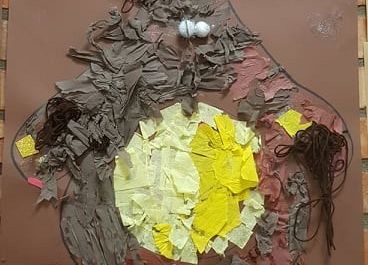 Miś wykonany przez uczniów klasy 1c