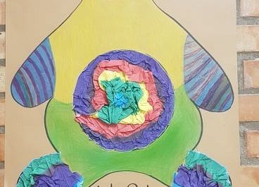 Miś wykonany przez uczniów klasy 3b