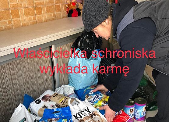 właścicielka schroniska odbiera karmę