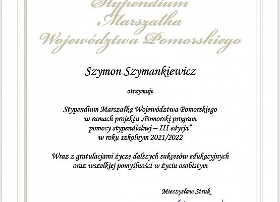 Grafika 2: Ogromny sukces Szymona Szymankiewicza z klasy 7c!