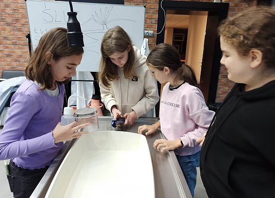 dziewczynki szukają mikroplastik