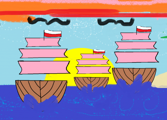 Statki na morzu płyną