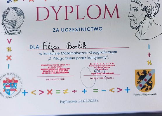 dyplom Filipa Borlik