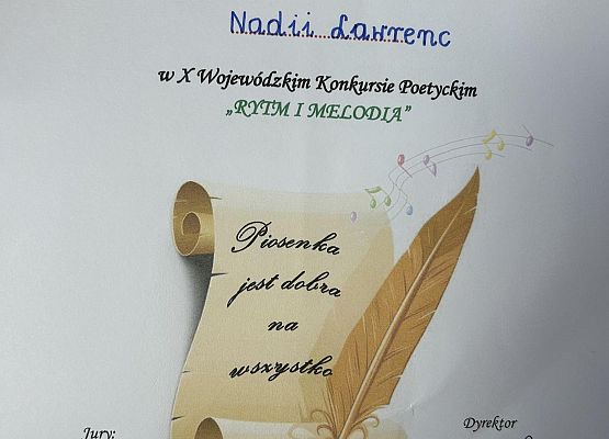 Wyróżnienie Nadii dyplom