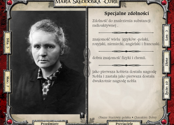Karta postaci Maria Skłodowska Curie