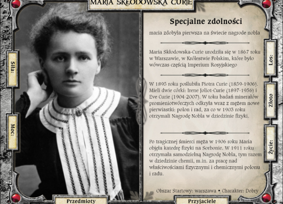 Karta postaci Maria Skłodowska Curie