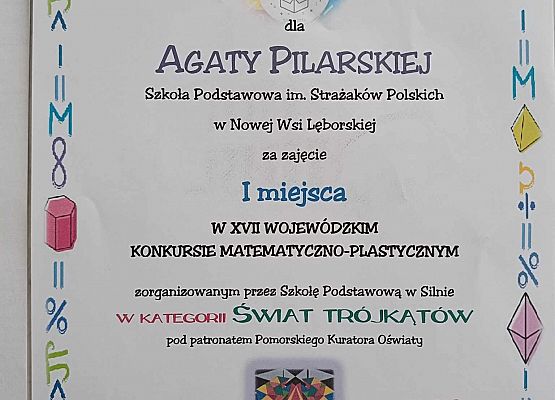 Grafika 6: Agata Pilarska laureatką Wojewódzkiego Konkursu Matematyczno-Plastycznego