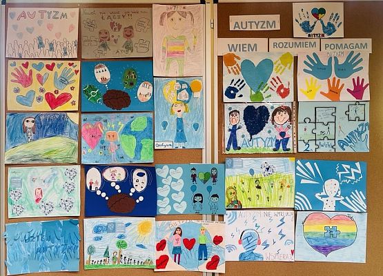 Gazetka z pracami wykonanymi w ramach konkursu ,,Autyzm-wiem, rozumiem, pomagam”
