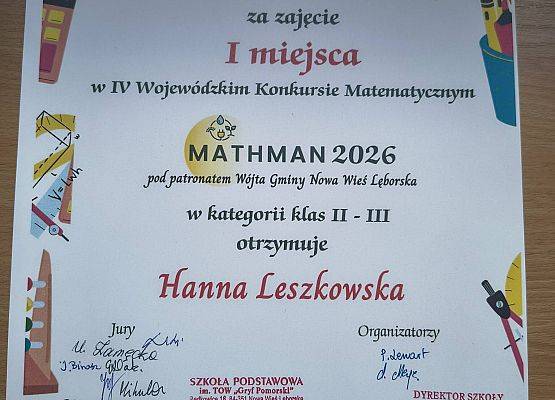 dyplom za zajęcie I miejsca