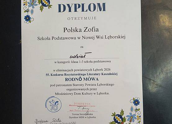 dyplom dla Zosi