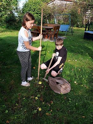Emilka i Dawid segregują bioodpady