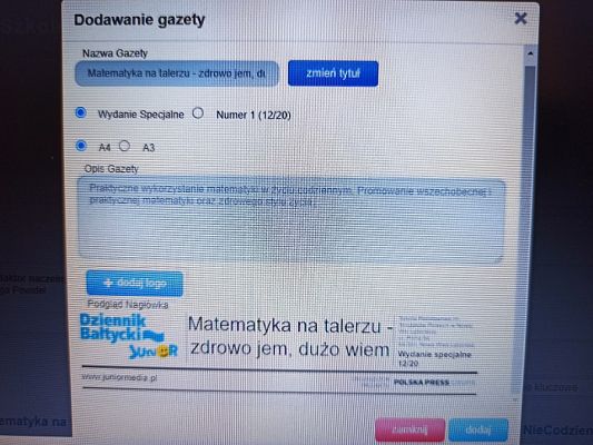 Grafika #2: Specjalne matematyczne wydanie szkolnej gazetki "Juniormedia"
